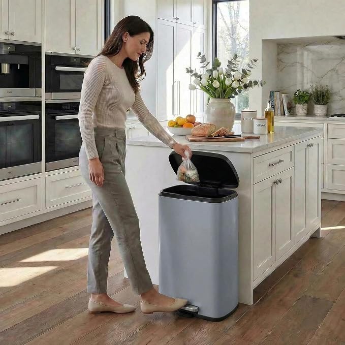 8 Gal Kitchen Trash Can, 30L Recycling or Garbage Bin, Brushed Stainless Steel - Image 9