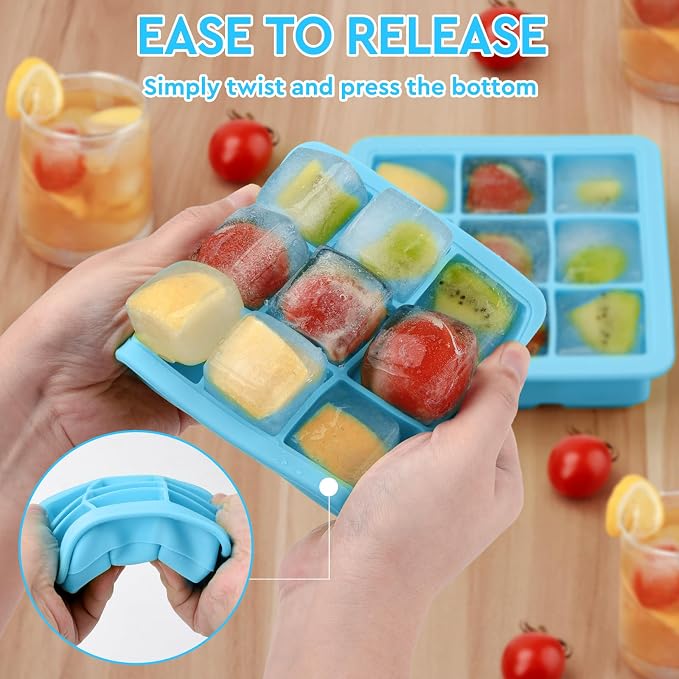 Silicone Ice Cube Trays with Lid, 9x1.3 inch, Small Ice Cube Trays - Image 4