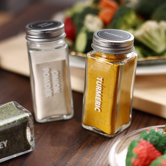 Antimbee 28 Pcs Clear Glass Spice Jars, 3.5 oz Glass spice jar - Image 6