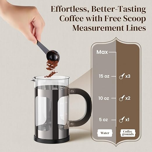 Veken French Press Coffee Maker 21oz 0.6 L, Single Serve Small Pot, Heat - Image 7