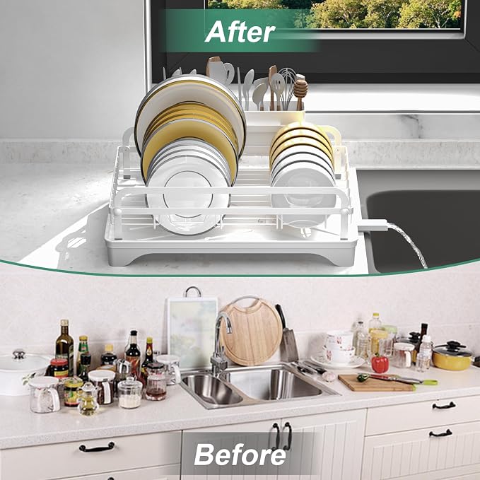 Dish Drying Rack, Dish Racks for Kitchen Counter, Metal Dish Drainer - Image 7