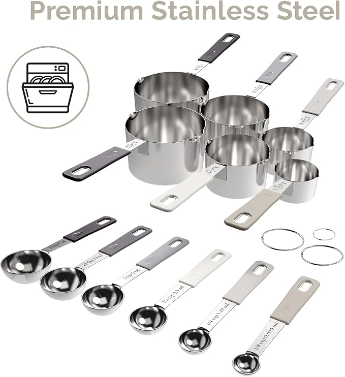 CuttleLab 22-Piece Stainless Steel Measuring Cups and Spoons Set, Tad Dash - Image 8