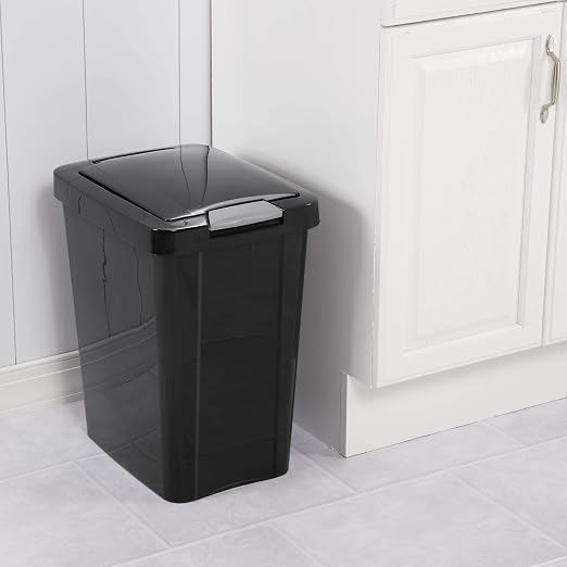 Sterilite 10439004 7.5 Gallon Black Plastic TouchTop Wastebasket - Image 5