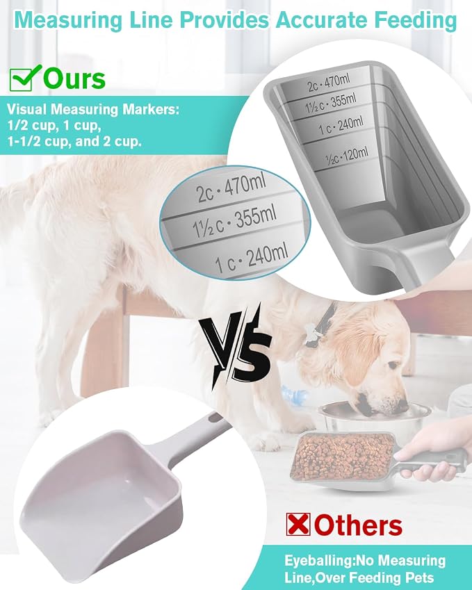 2 Cup Dog Food Scoop, Plastic Pet Food Scoop - Image 3