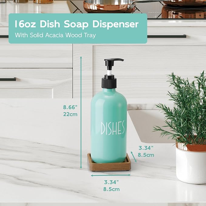 Turquoise Glass Dish Soap Dispenser - Image 5