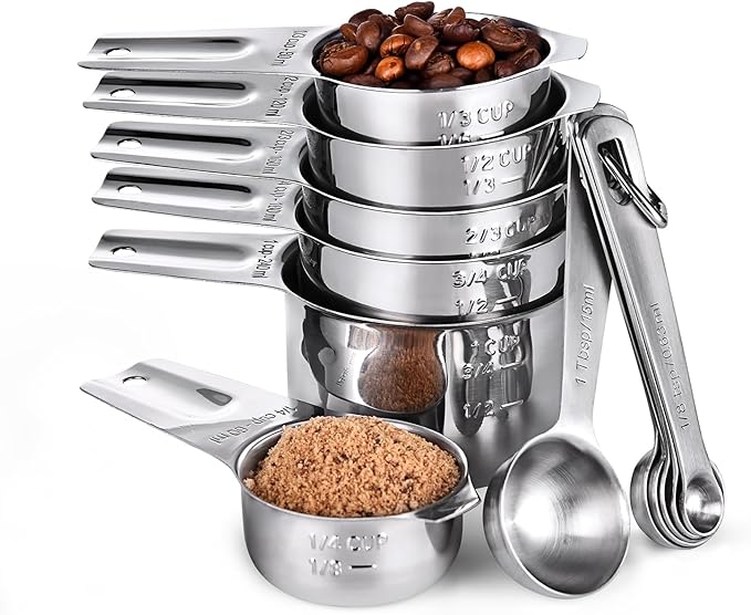 Measuring Cups and Spoons 12 Pieces: U-Taste 18/8 Stainless Steel Kitchen Metal by U-Taste