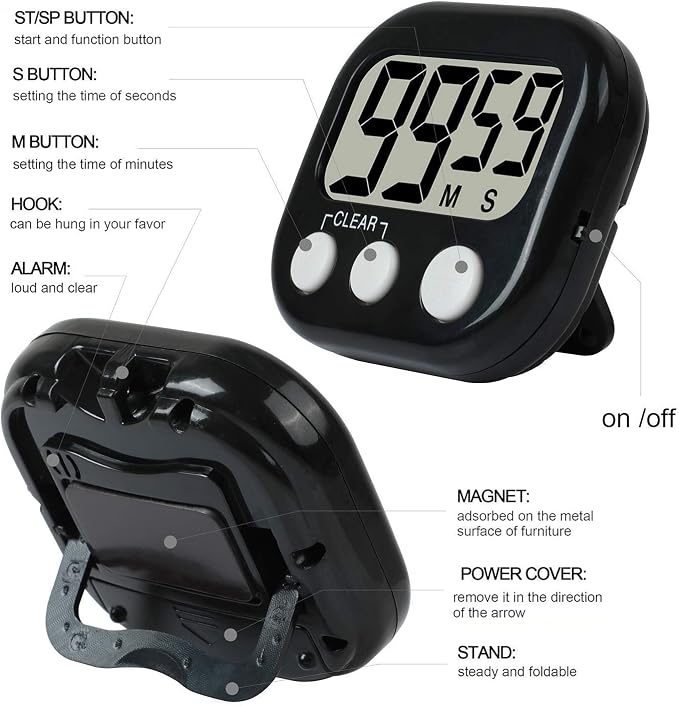 12 Pack Digital Kitchen Timer Large LCD Display Loud Alarm Strong Magnetic Stand - Image 2