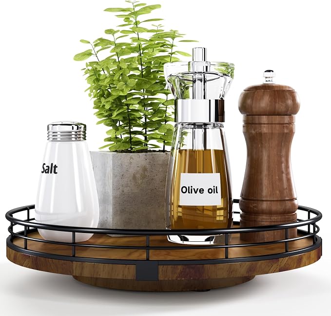 Farmhouse Oak 10" Lazy Susan Turntable Organizer by AMH