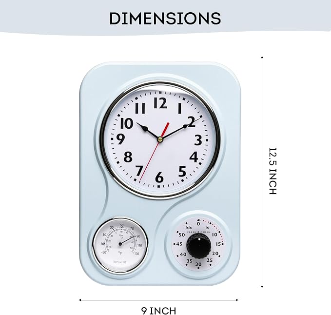 Lily's Home - 9.5 Inch x 12.5 Inch - Retro Kitchen Wall Clock, Vintage Wall - Image 2