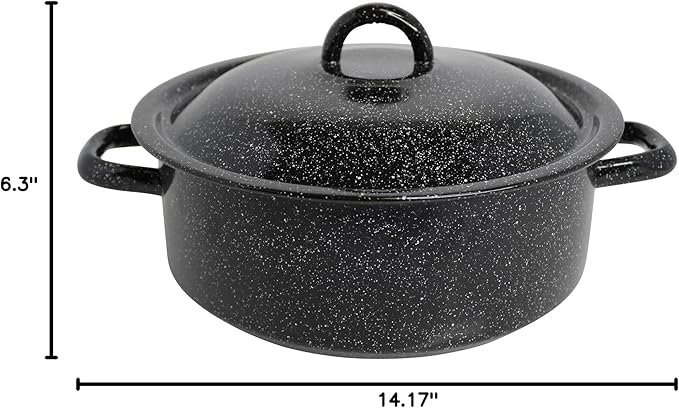 Mirro 4.5 Quart Traditional Vintage Style Black Speckled Enamel on Steel Dutch - Image 9