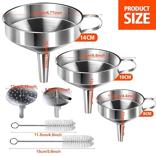 YGDZ Stainless Steel Funnel, Large Food Grade Metal Funnel - Image 2