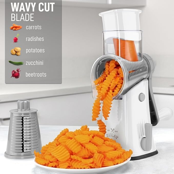 Zulay Kitchen Rotary Cheese Grater 5 Blade Cheese Shredder - Image 4