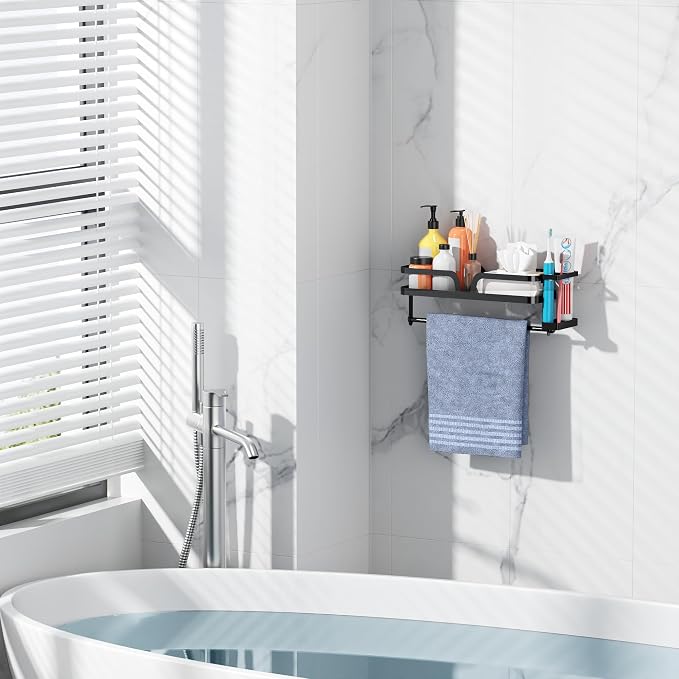Taozun Paper Towel Holder with Shelf & Side Straw Basket - Image 7