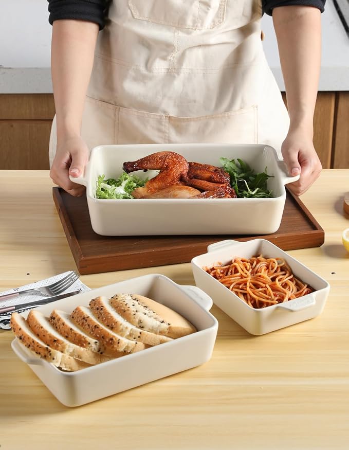 Sweejar Ceramic Bakeware Set, Rectangular Baking Dish - Image 4