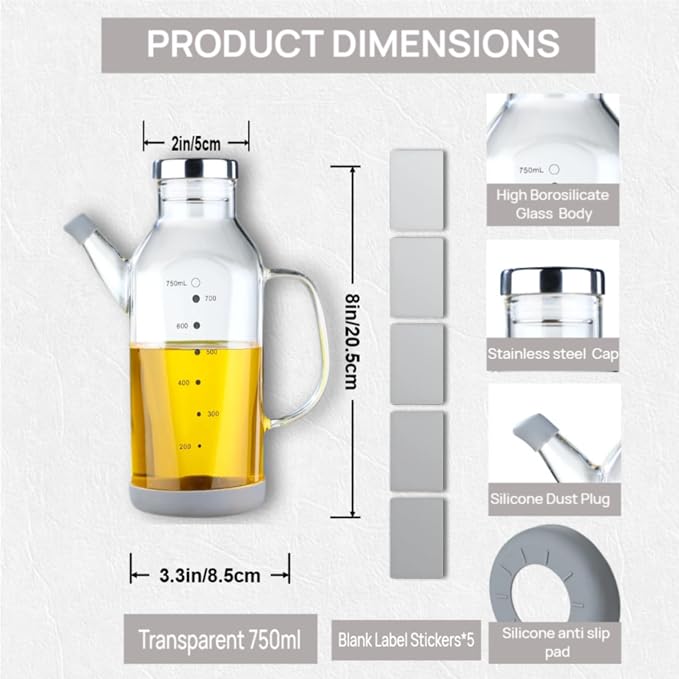 High Borosilicate Glass Oil Bottle-Olive Oil Dispenser - Image 2