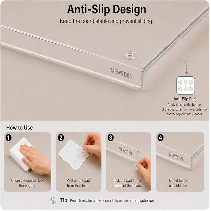 Acrylic Cutting Board with Counter Lip, Non-Slip Dough Mat - Image 6