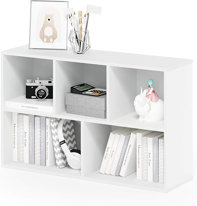 Furinno LUDER Book Shelf, 5-Cube Bookshelf, Reversible Bookcase, 9.4 x 19.5 x by Furinno-FitsYourSpaceFitsYourBudget