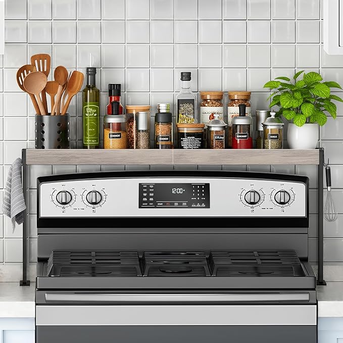 Spice Rack Shelf for Kitchen Stove, Over The Stove Shelf by EffiJoy