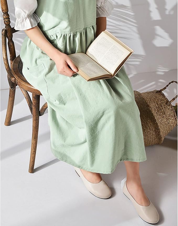 Uaussi Cotton Linen Apron Cross Back Work Apron - Image 5