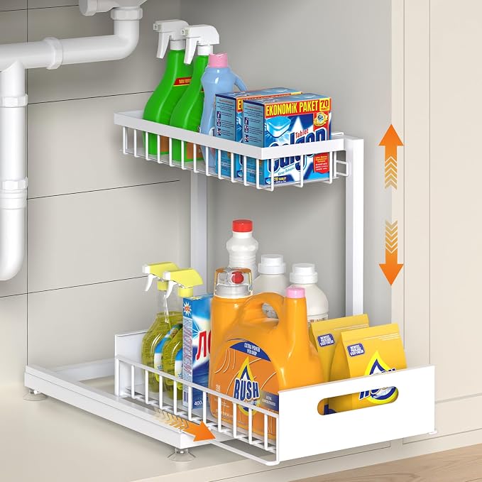Saydear Under Sink Organizer Storage 2-Tier Premium Metal Pull-Out Kitchen by Saydear