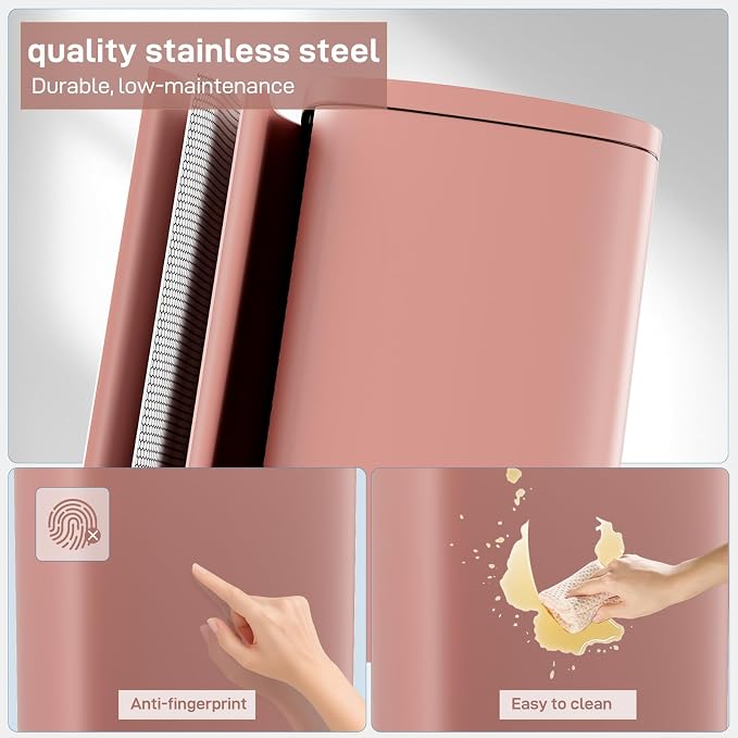 Arlopu 8/13.2 Gallon Step Trash Can, Stainless Steel Garbage Bin, Soft-Close - Image 3
