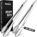 Grill Tongs, 600 Degrees Heat Resistant 17 Inch Extra Long BBQ Tongs, All Metal by Eddeas
