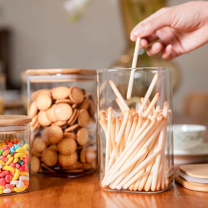 Glass Food Storage Jars 37 oz Set of 6, Glass Storage Containers Clear Glass - Image 3