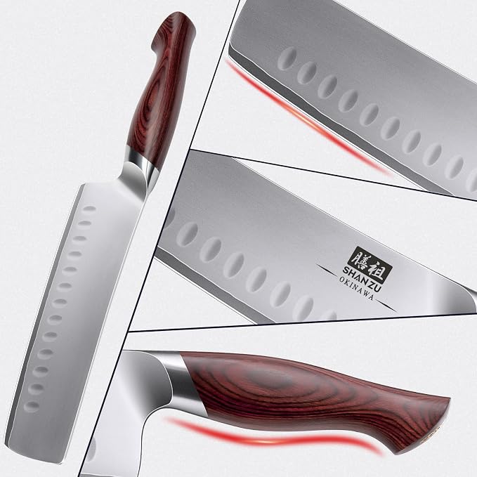 SHAN ZU 7 Inch Nakiri Knife, Japanese 10Cr15MoV High Carbon Stainless Steel - Image 8