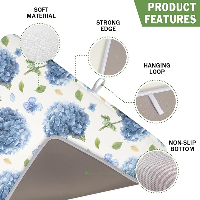 Spring Summer Hydrangea Dish Drying Mat - Image 3