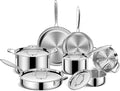 EWFEN Pots and Pans Set, 3 Ply 11 Piece Stainless Steel Cookware Set, Oven by EWFEN