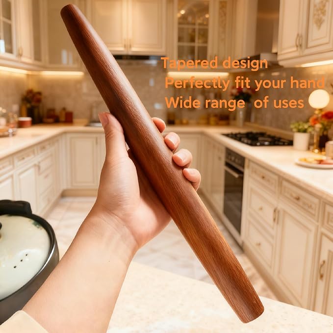 French Rolling Pin, 15.75 Inches Wooden Rolling Pin - Image 5