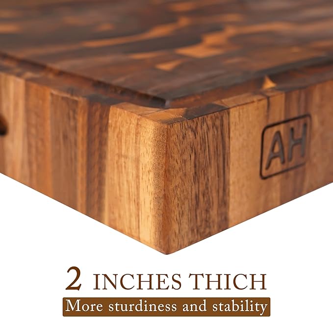 AZRHOM Extra Large Thick Walnut Wood End Grain Cutting Board 20x15x2 In - Image 2