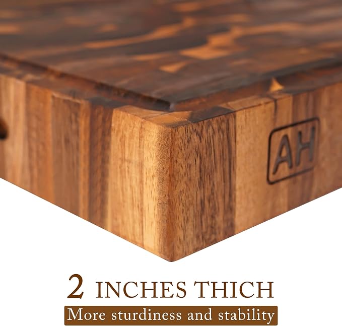 AZRHOM Extra Large Thick Walnut Wood End Grain Cutting Board 24x18x2 In - Image 8