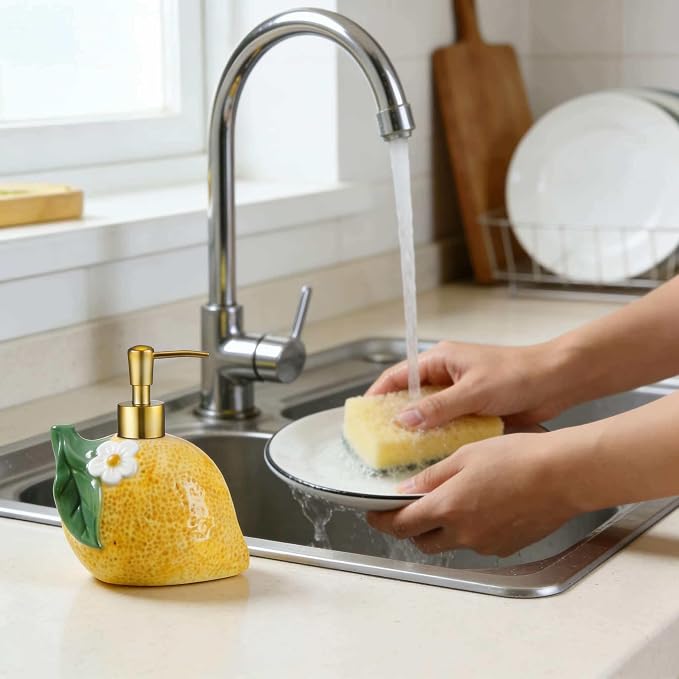 RQYIXI 17 OZ Lemon Ceramic Soap Dispenser - Image 5