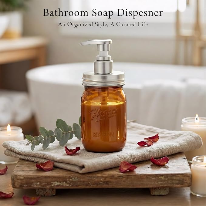Amolliar Plastic Mason Jar Soap Dispenser - Image 5