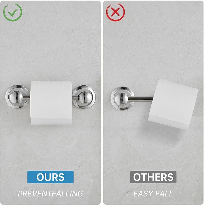 RUMOSE Toilet Paper Holder and Hand Towel Ring Polished Chrome Wall Mount - Image 6