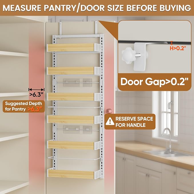 POKIPO 6 Tier Over The Door Pantry Organizer, 2-in-1 Door Hanging or Wall - Image 2