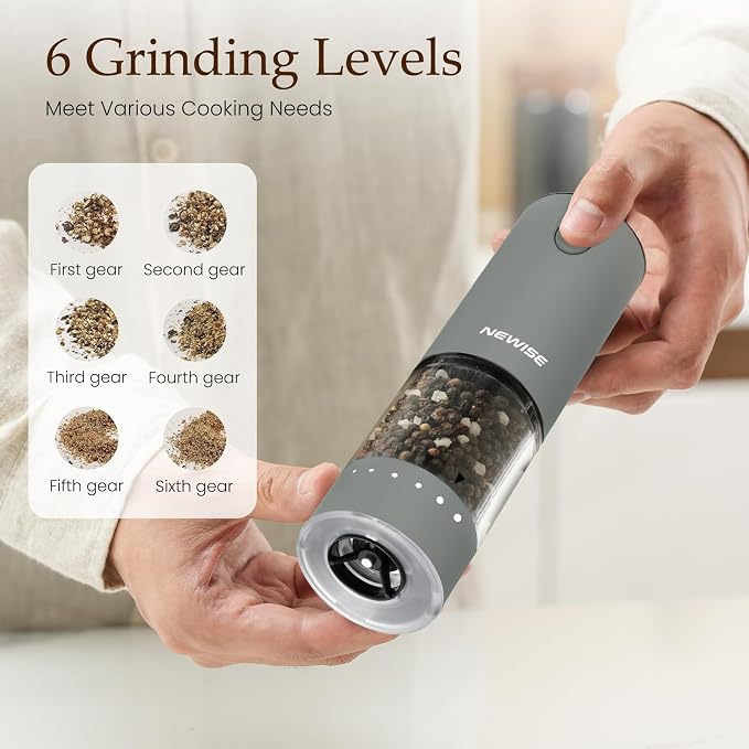 Newise Electric Salt and Pepper Grinder Set, Rechargeable - Image 3