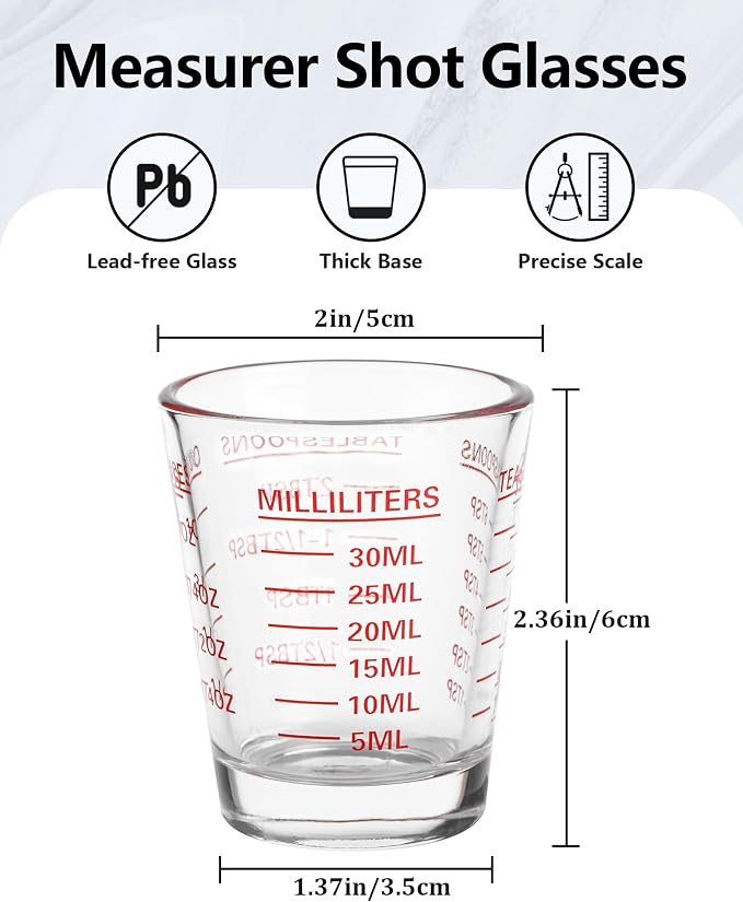 SAIAOKJ Shot Glasses Measuring Cup Set 6 Pack Espresso Shot Glasses Liquid - Image 2