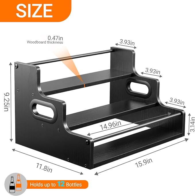 YQBRAO 3-Tier Liquor Bottle Display Shelf, Coffee Syrup Rack Organizer - Image 3