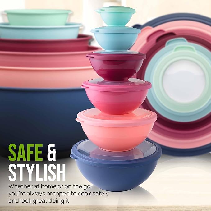 Zulay Kitchen 12 Piece Plastic Mixing Bowls - Image 7