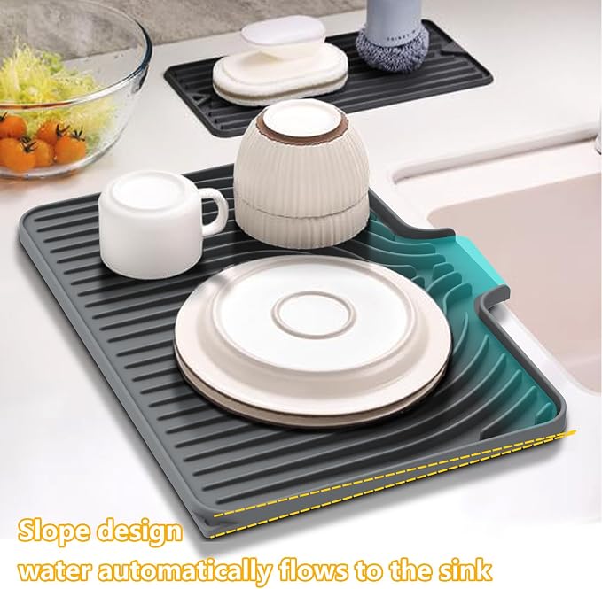 Silicone Dish Drying Mat for Kitchen Counter, 18x12 Inch Dish Drying Rack Mat - Image 5