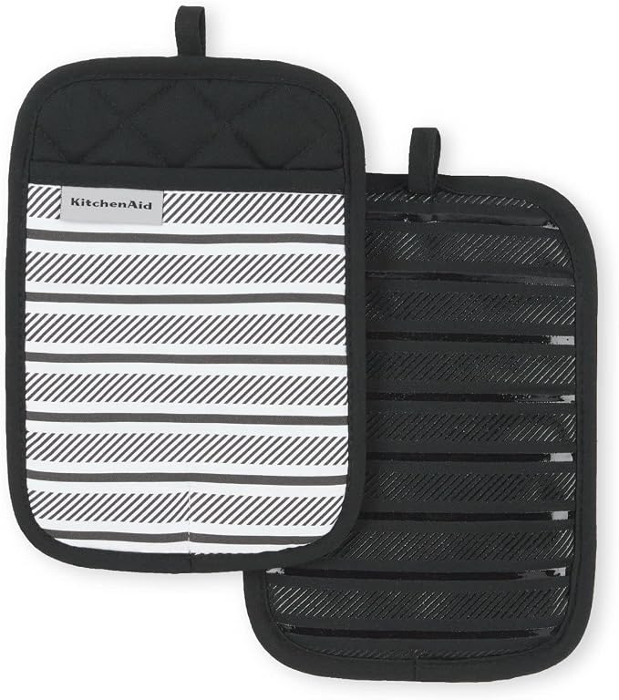 KITCHENAID Albany Pot Holder 2-Pack Set, Matte Black by KitchenAid
