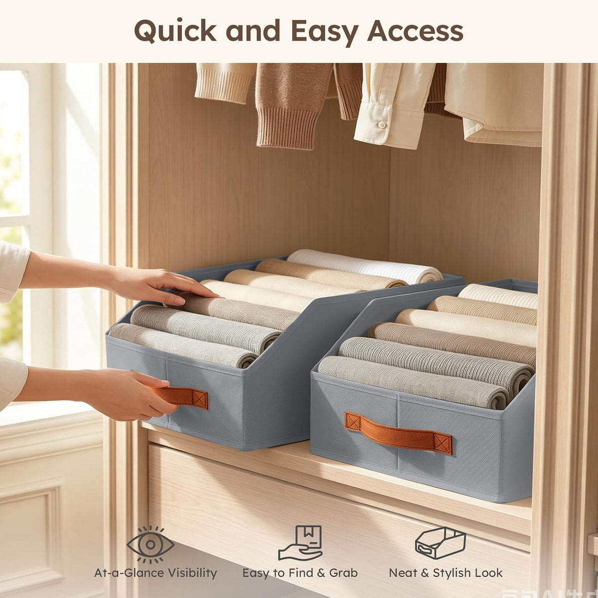 Fabric Storage Bins for Organizing - 6 Pack Large Trapezoid