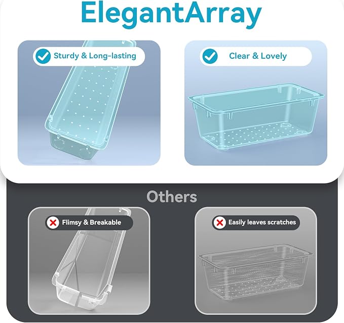 ElegantArray 12-Piece Drawer Organizer Set, 4 Sizes Versatile Plastic Vanity - Image 4