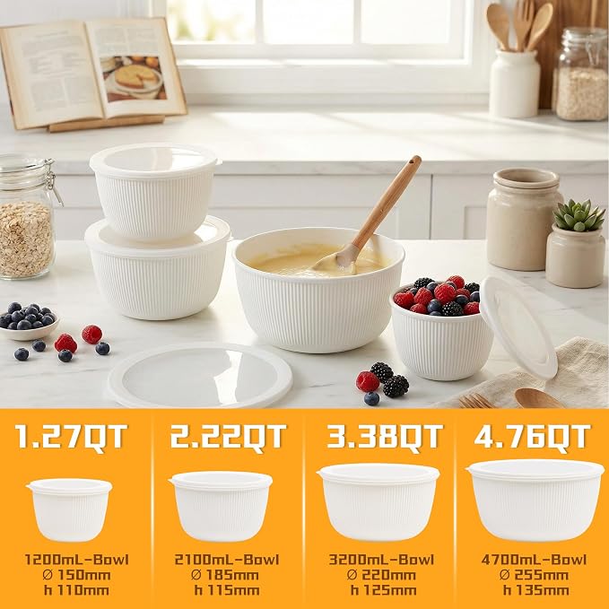 BoxedHome Mixing Bowls with Lids Set, 4 Packs BPA-Free Plastic Prep Bowls - Image 12