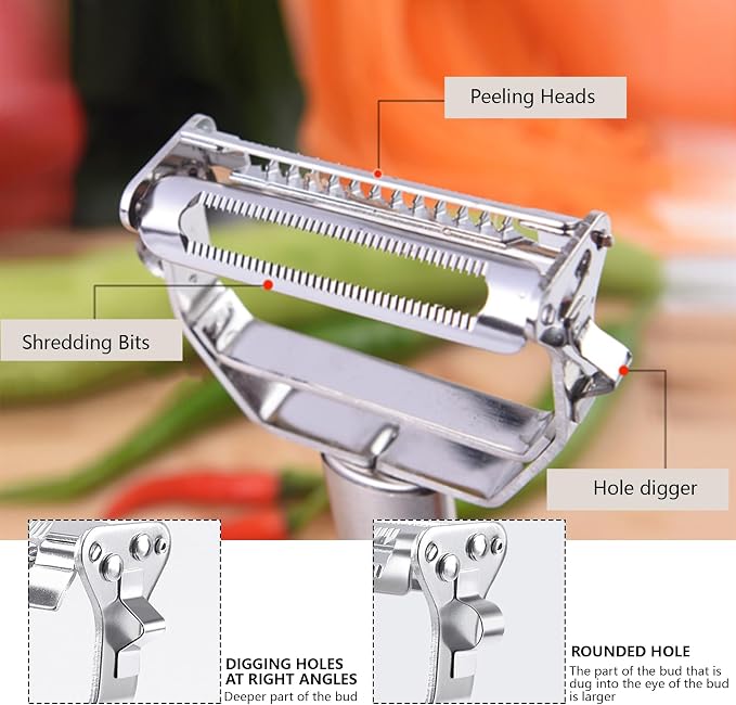Multifunction Stainless Steel Julienne Peeler Vegetable Peeler Double Planing - Image 3