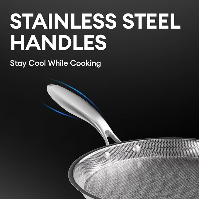 COOKER KING 10-Inch Stainless Steel Pan, Hybrid Nonstick Frying Pan, 3-Ply Clad - Image 7