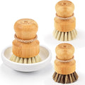 SUBEKYU Bamboo Dish Scrub Brushes, Kitchen Wooden Cleaning Scrubbers Set by SUBEKYU
