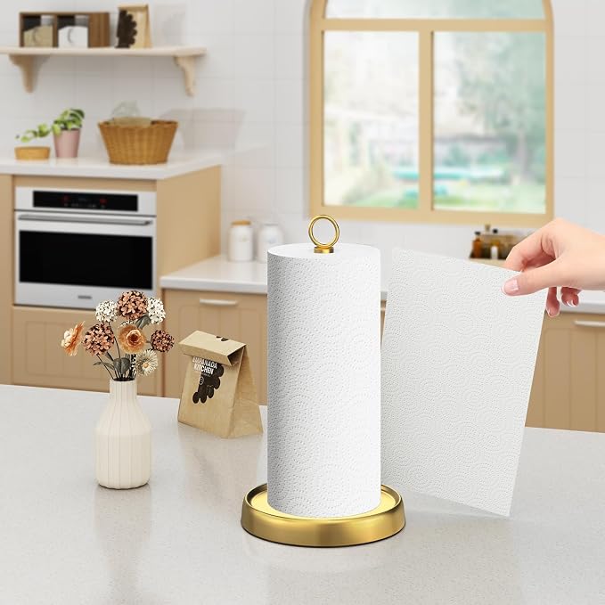 Gold Paper Towel Holder Countertop, Stainless Steel, Weighted Base, Paper Towel - Image 9